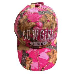 Pink Camo Cowgirl Tough Ball cap Adjustable One Size